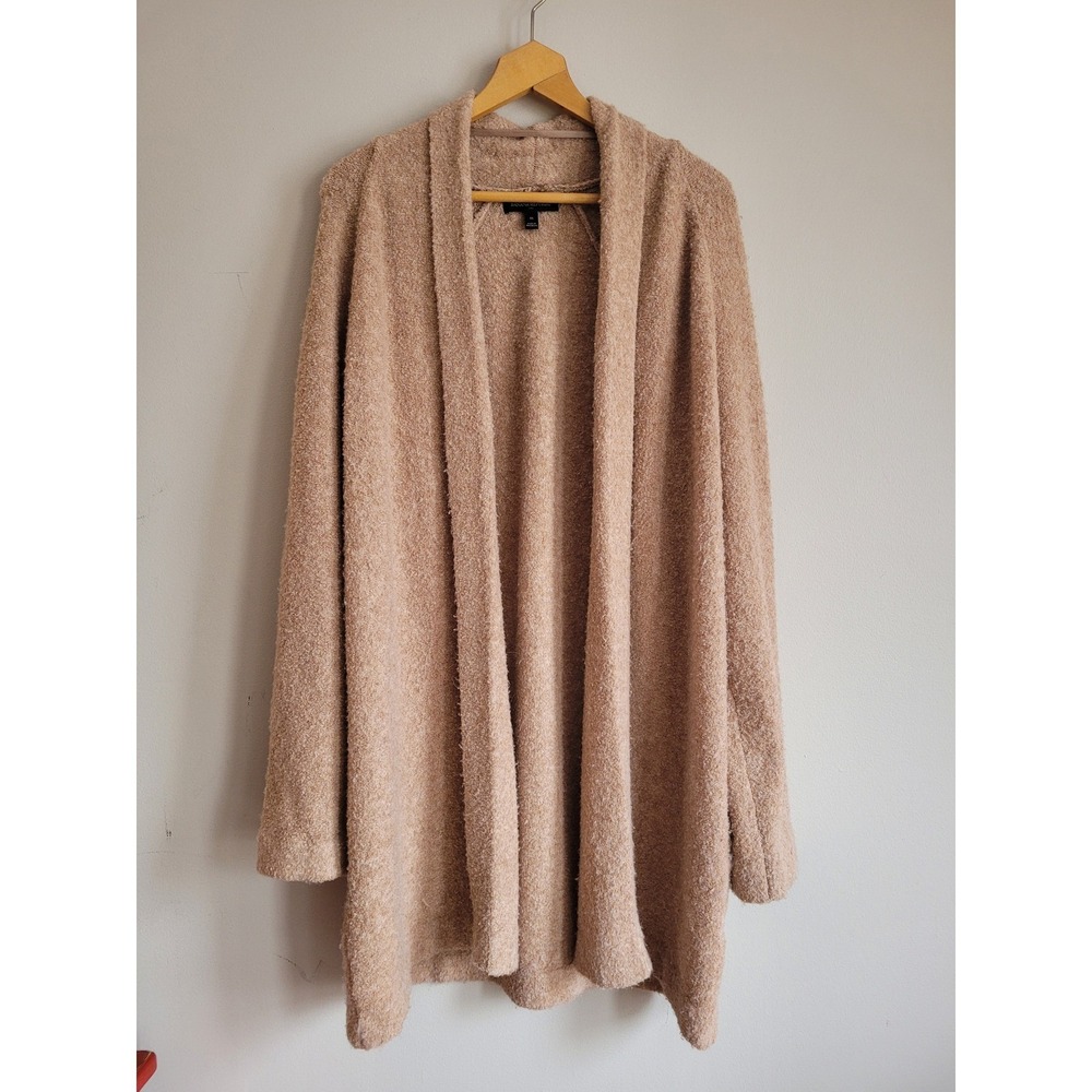 Banana Republic Womens Cardigan Sweater Tan Beige Boucle Open Front Wool Blend M